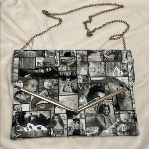 Chic Vogue Magazine Print Clutch Bag